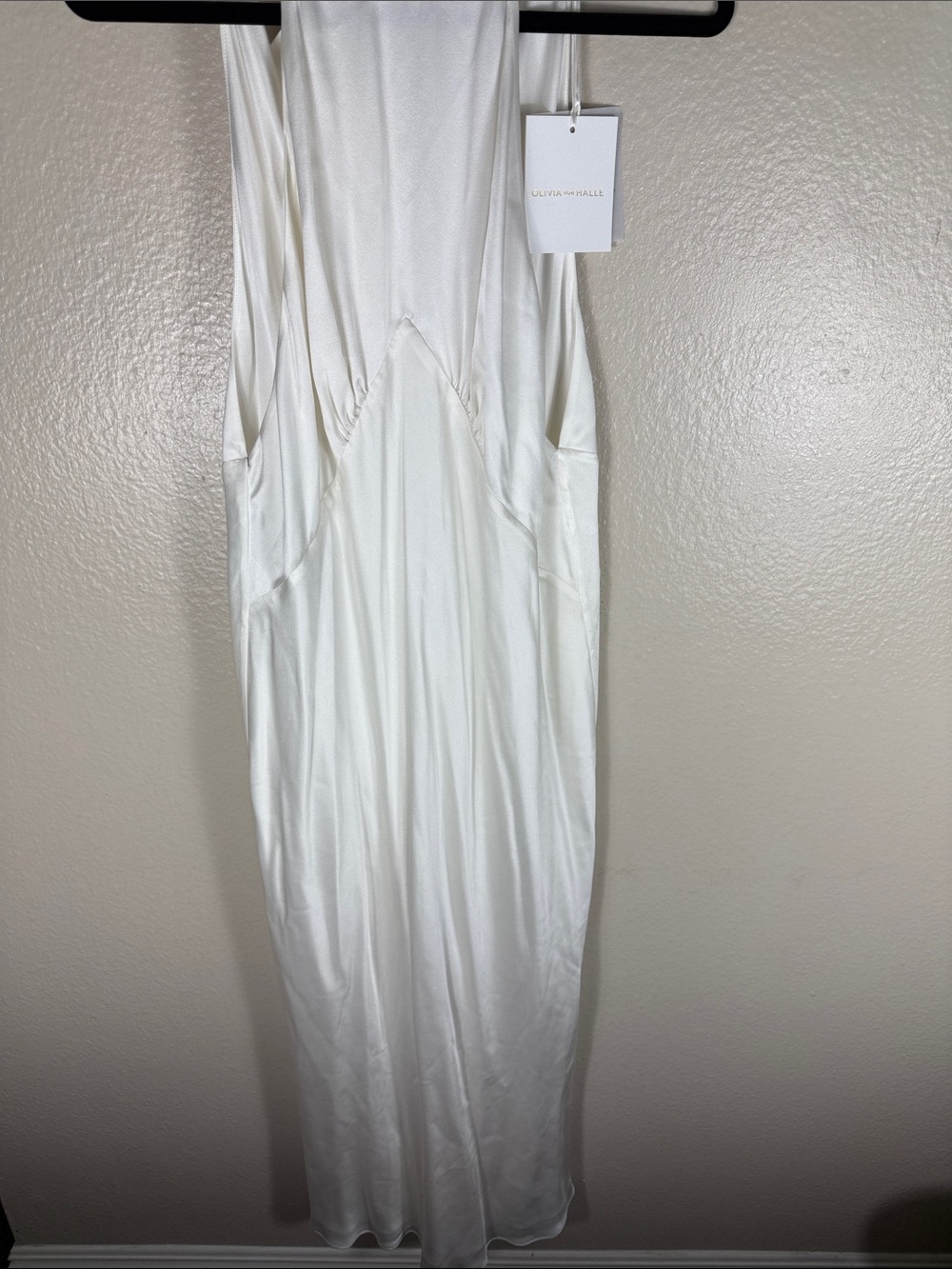 OLIVIA VON HALLE Greta Ivory Silk Habotai Halter Neck Dress - Picture 7 of 13